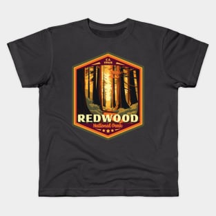 Redwood National Park Vintage WPA Style Outdoor Badge Kids T-Shirt